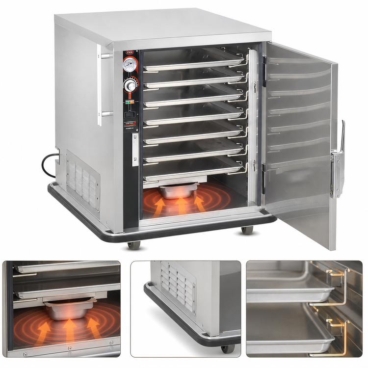Product image #4 for FWE TS-1826-7 Mobile Insulated Heated Holding Cabinet, 1 Compartment, Humi-Temp Heat System, Stainless Steel, 5 Full-Size Sheet Pan Capacity