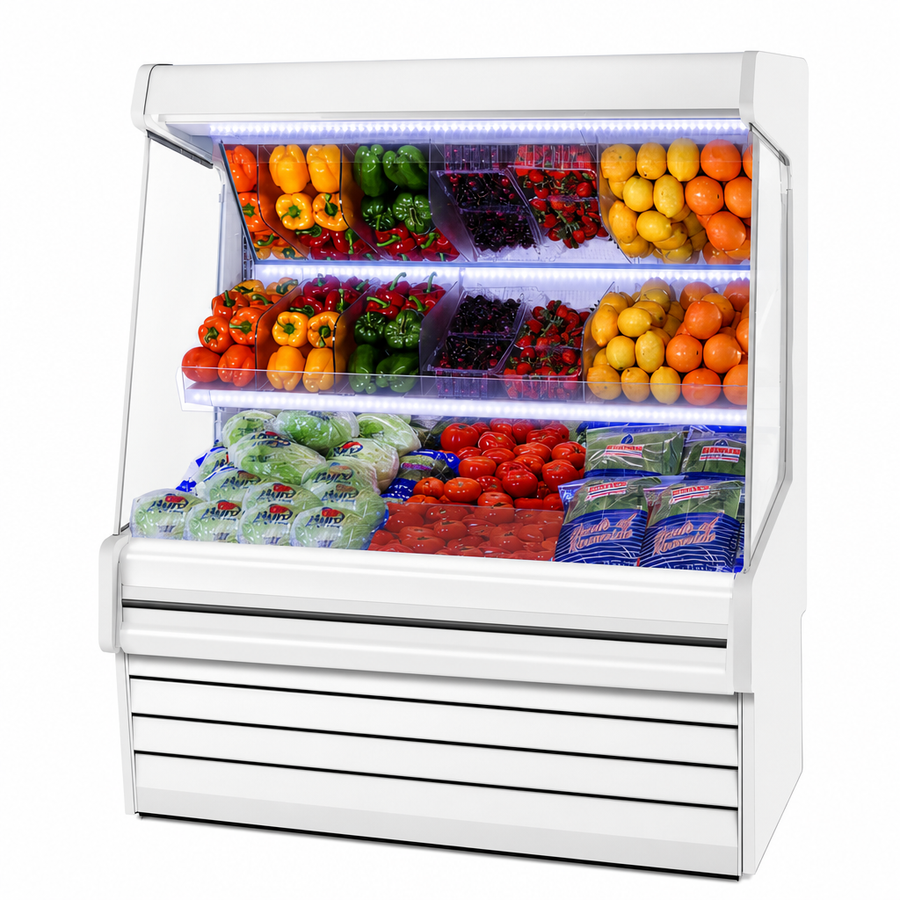 Three Rows of Lighted Shelves