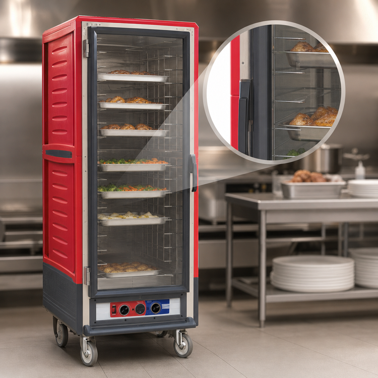 Product image #4 for Metro C5 3 Series Mobile Full Height Heated Holding & Proofing Cabinet with Red Insulation Armour, Clear Door, Fixed Wire Slides, 120V