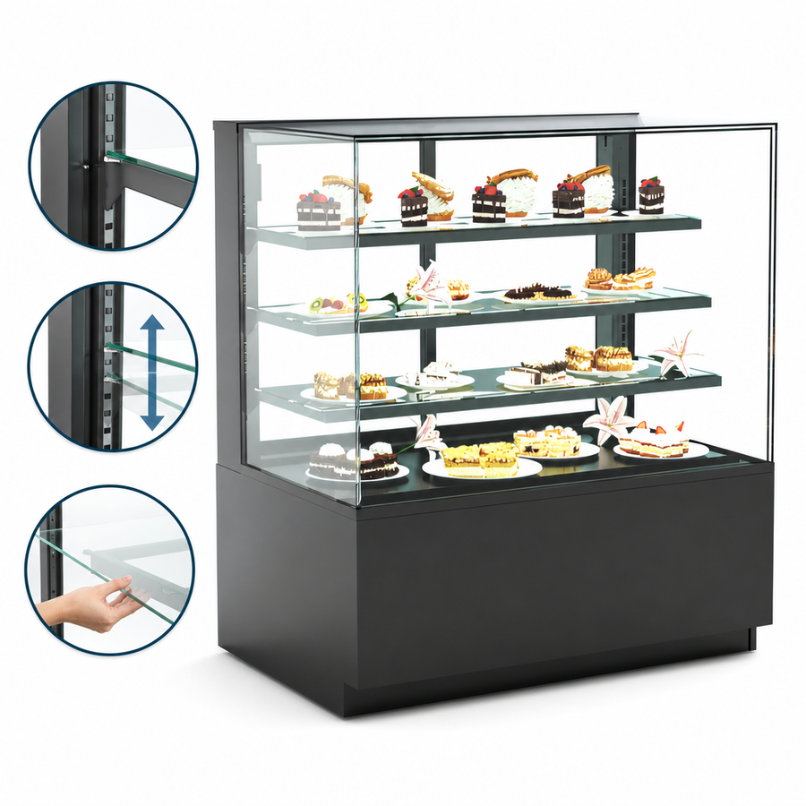 Three Levels of Adjustable Glass Shelving