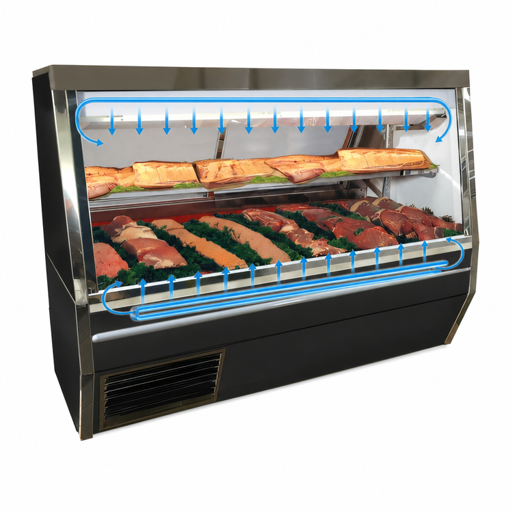 Product image #4 for Howard-McCray 34N Series 96-Inch Self-Contained Double Duty Red Meat Service Case, Black Exterior, LED Lighting