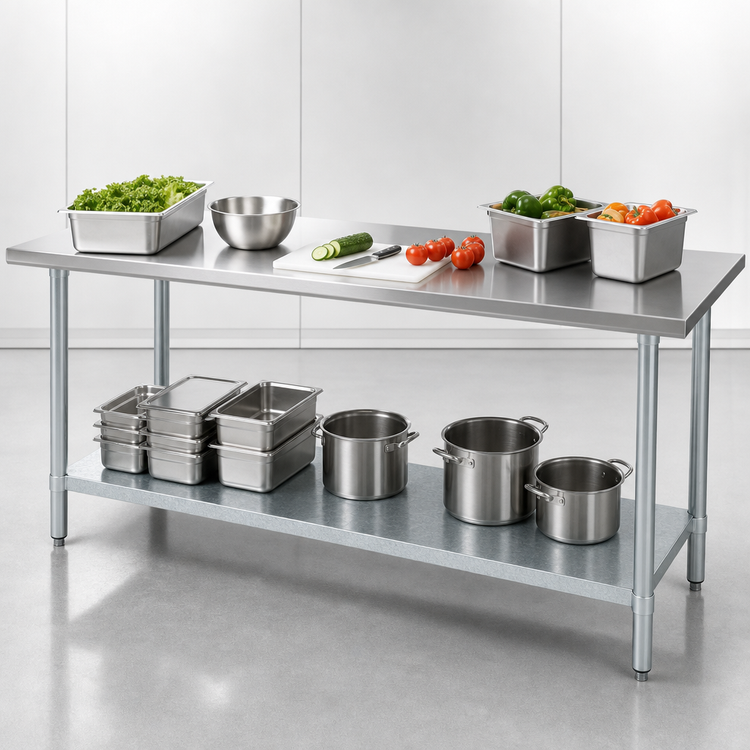 Product image #4 for Duke Manufacturing 144-Inch Stainless Steel Work Table with Galvanized Undershelf, 36-Inch High