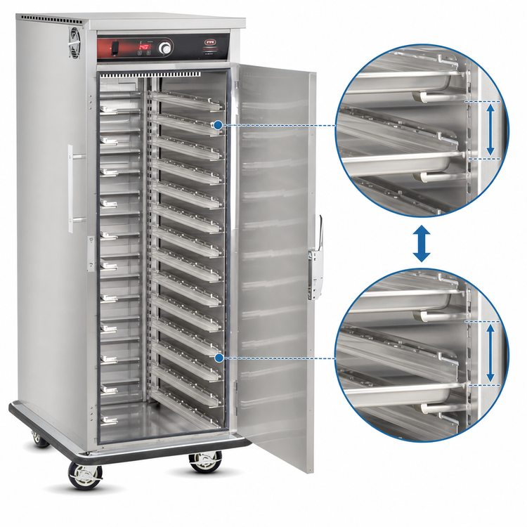 Product image #4 for Mobile Slim-Line Heated Holding Cabinet with 11 Tray Slide Pairs and 11 Pan Capacity