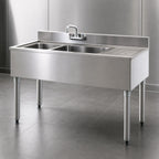 Thumbnail image #4 for Eagle Group 1800 Series B3R-2-18 Two-Compartment Underbar Sink Unit, 36-Inch Wide, Right Drainboard, 304 Stainless Steel