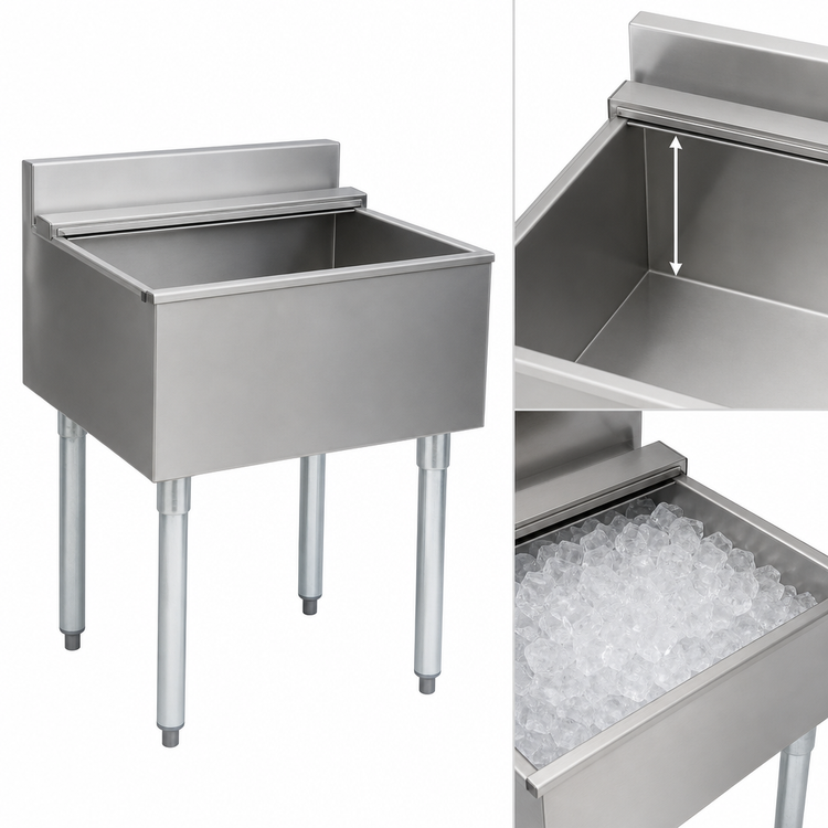 Product image #4 for Eagle Group 2200 Series Underbar Ice Bin/Cocktail Unit, 12 x 24 Inches, 25 lb. Capacity with Sliding Cover