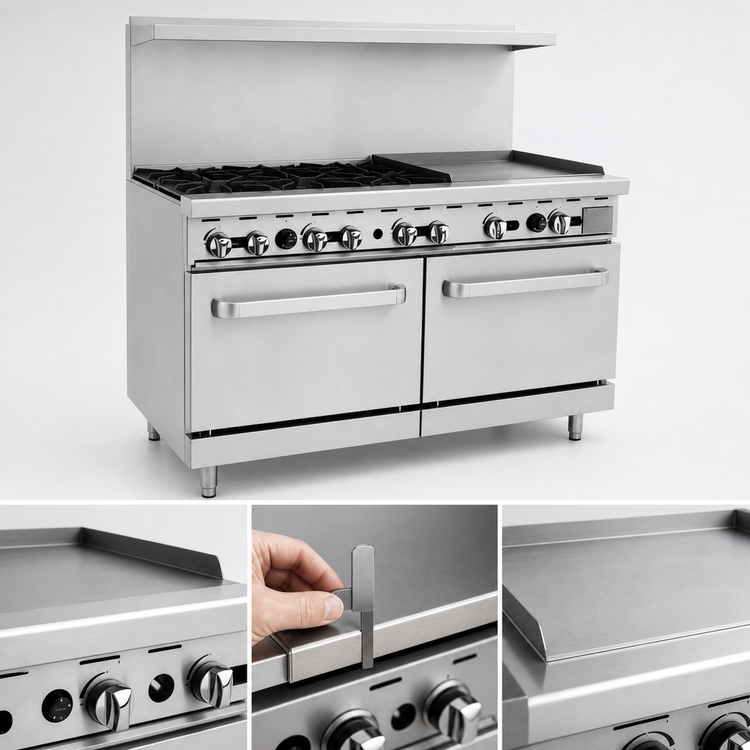 Product image #4 for CookRite 60-Inch LP Combination Gas Range with 6 Open Burners, 24-Inch Right Griddle, and 2 Standard Ovens