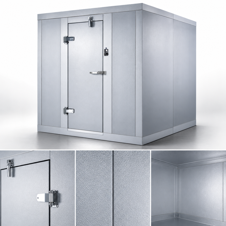 Product image #4 for AmeriKooler Indoor Quick Ship Walk-In Freezer with Aluminum Floor, Remote R-448A Refrigeration, 0°F, 5' 10 5/8" W x 7' 9 1/4" L x 7' 7" H