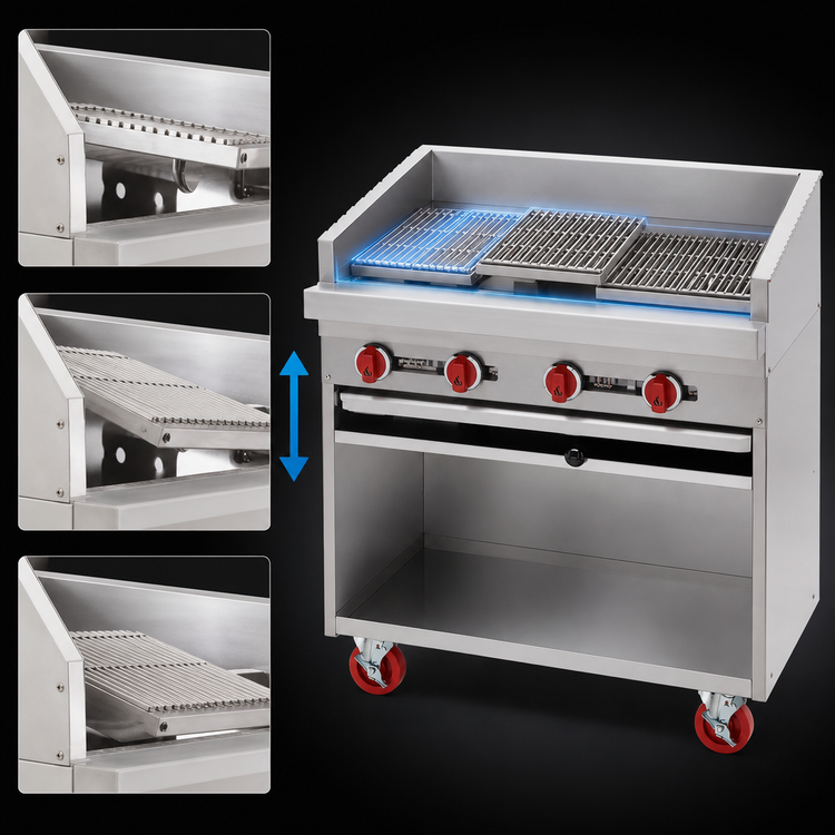 Product image #4 for American Range ADJF-72 72-Inch Gas Adjustable Underfired Charbroiler with Cabinet Base