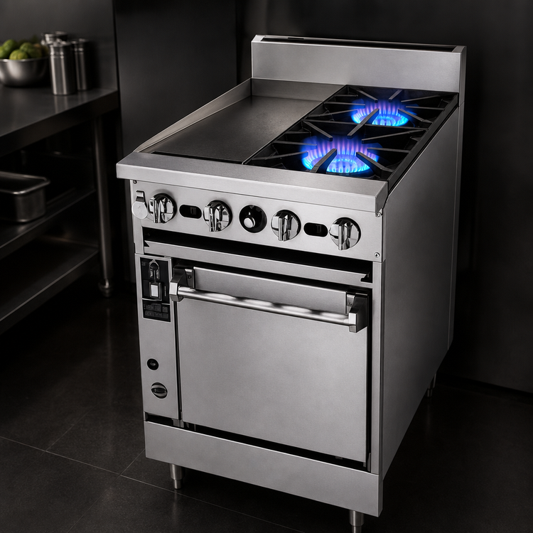 Product image #4 for Bistro JBR-12G-2-24 24" Gas Restaurant Range with (2) Open Burners & 12" Griddle