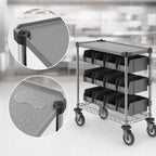 Thumbnail image #4 for Metro Chain Reaction CR1430CC Mobile 2-Tier Condiment Cart with 13 Bins, Stainless Steel Top, Adjustable Wire Shelf and Swivel Casters