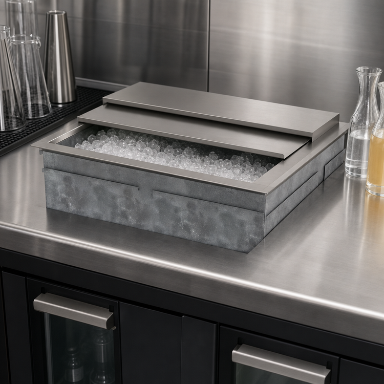 Product image #4 for Top Shelf Drop-In Ice Chest with 2-Piece Sliding Cover, 35 lb Capacity