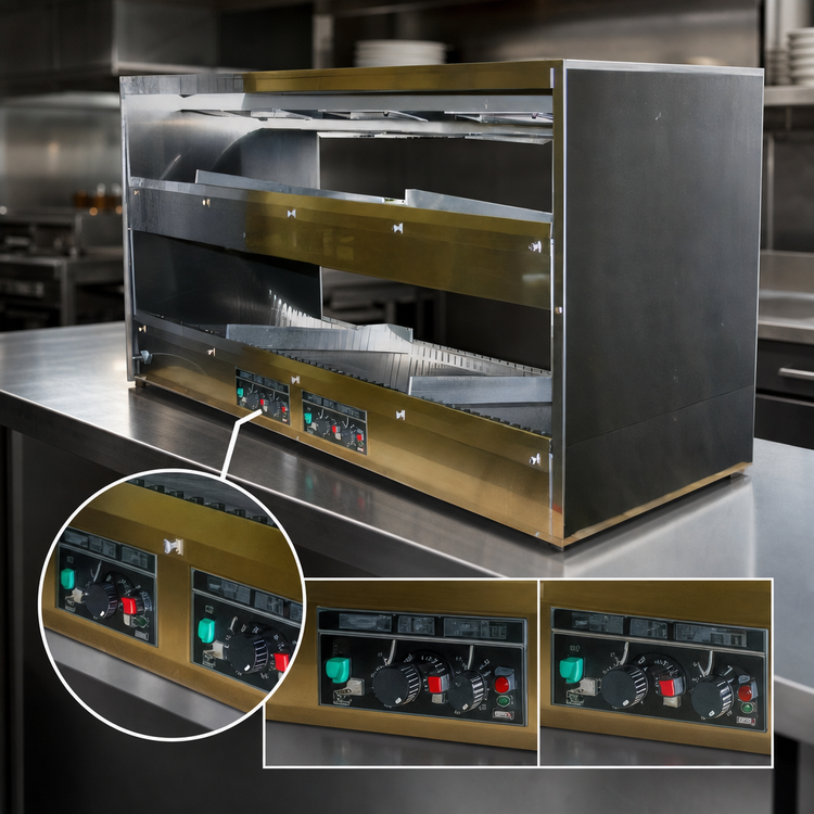 Product image #4 for BKI 2TSM-2624R 26" Countertop Pass-Through Hot Food Warmer with 2 Slanted Shelves