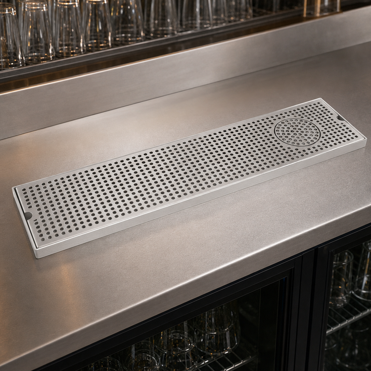 Product image #4 for 39-Inch Surface Mount Stainless Steel Drip Tray Trough with Integral Glass Rinser