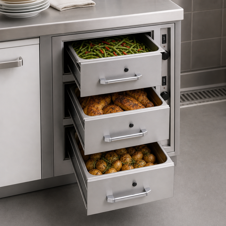 Product image #4 for RedHots DWN-3BI-240 Built-In 3-Drawer Narrow Width Warming Drawer