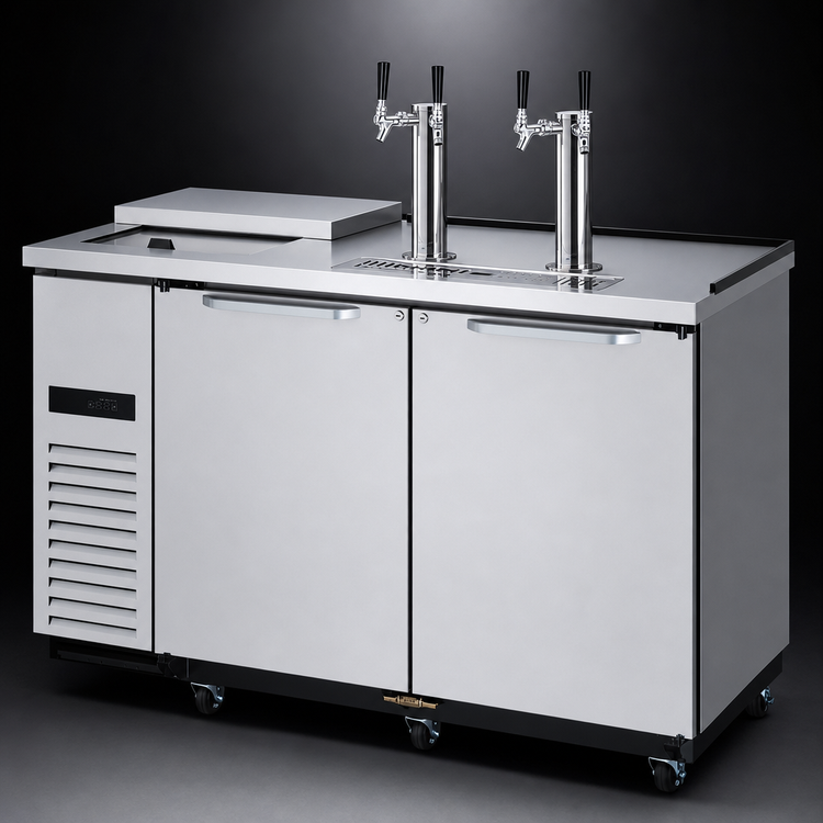 Product image #4 for Turbo Air Super Deluxe 2-Door Club Top Beer Dispenser for 2 Half-Barrel Kegs, Stainless Steel