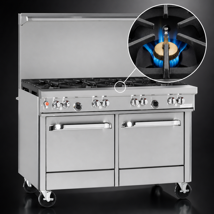 Product image #4 for Southbend Ultimate 48-Inch Gas Restaurant Range with 8 Open Burners, Convection Oven, and Cabinet Base