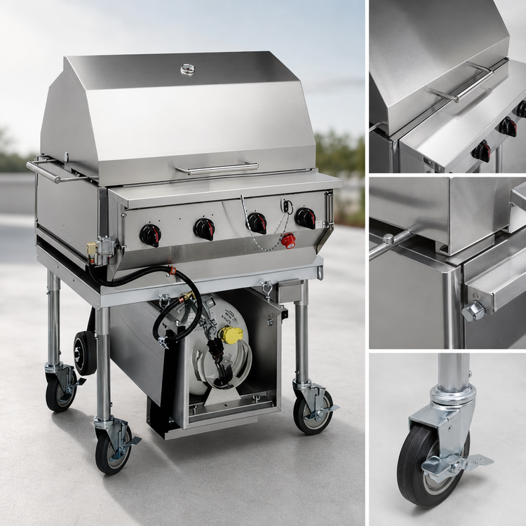Product image #4 for Magicater AGA Approved 30-Inch Transportable Liquid Propane Outdoor Charbroiler, 4-Burner, Stainless Steel