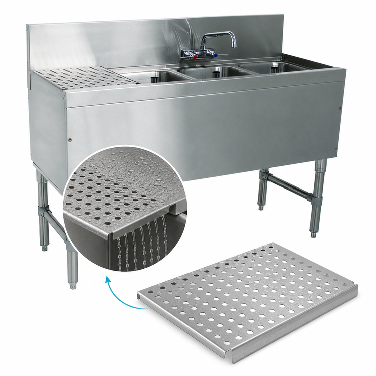 Product image #4 for Advance Tabco Prestige 48-Inch Stainless Steel Underbar Sink Unit with Drainboard and Faucet