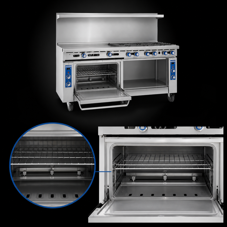 Product image #4 for Imperial Pro Series 72-Inch Gas Restaurant Range with 3/4-Inch Griddle, Standard Oven, and Open Cabinet Base