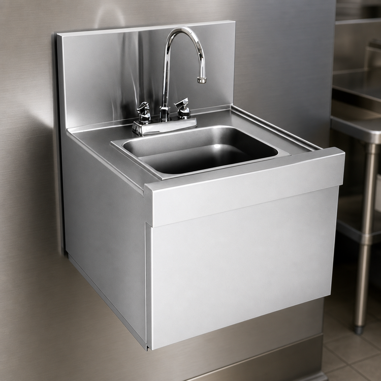 Product image #4 for Eagle Group Spec-Bar Wall-Mounted Stainless Steel Hand Sink with Gooseneck Faucet, 14" x 15"