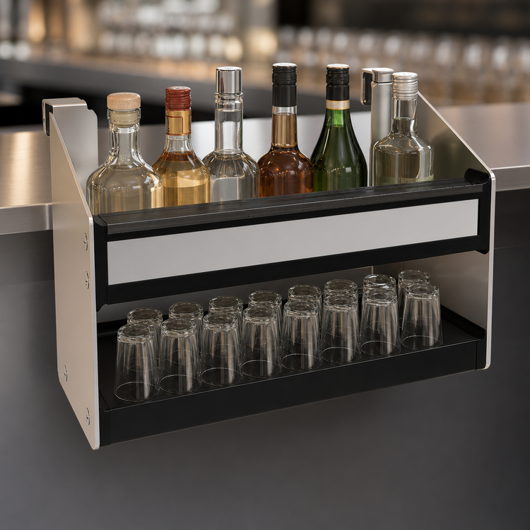 Product image #4 for Glastender 12-Inch Single Clip-On Speed Rail with Clear Lift-Off Liquor ID Cover
