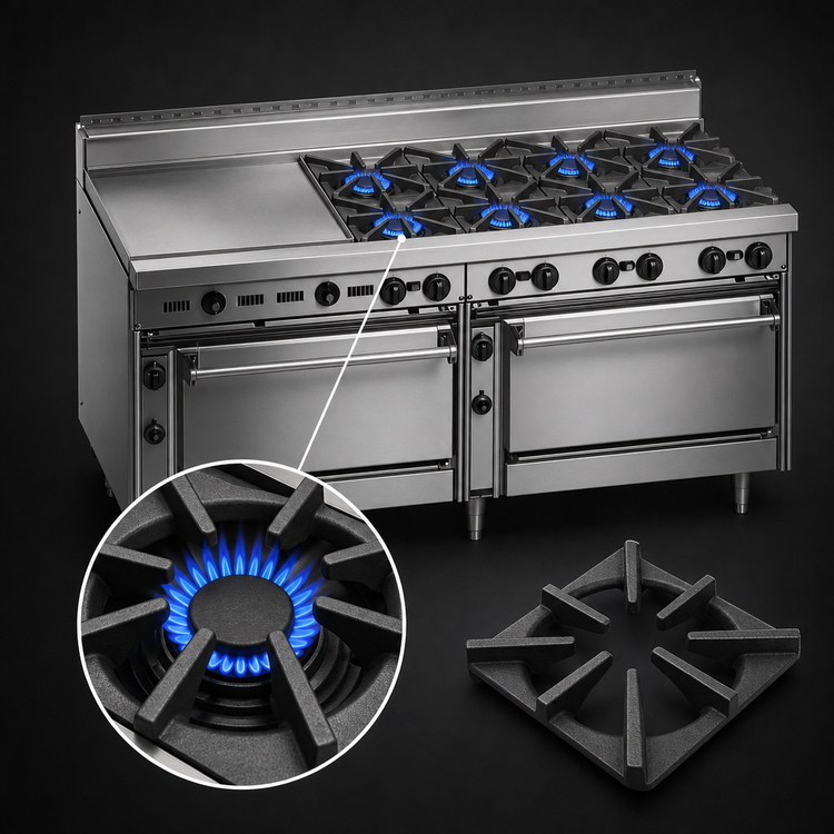 Product image #4 for Jade Range Bistro JBR-36G-6-3636C 72-Inch Gas Restaurant Range with 6 Open Burners, 36-Inch Manual Griddle, Standard Oven, and Convection Oven