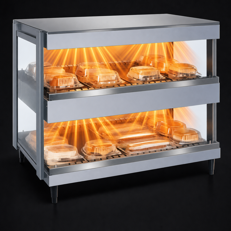 Product image #4 for Hatco Glo-Ray Dual Shelf Pass-Thru Countertop Horizontal Merchandising Warmer, 41 Inch Wide