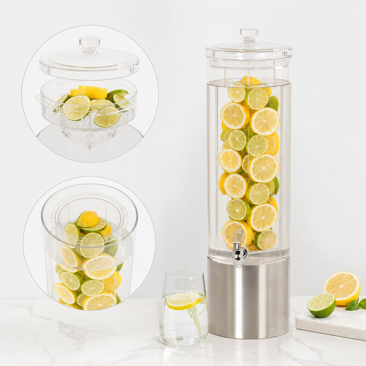 Product image #4 for 3 Gallon BPA-Free Acrylic Beverage Dispenser with Infusion Chamber and Stainless Steel Base