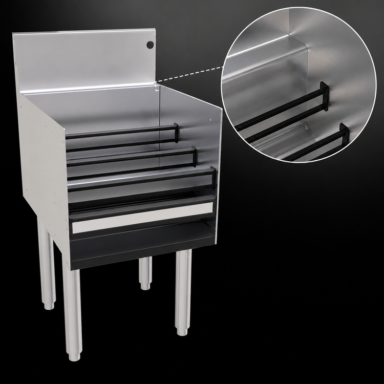 Product image #4 for Glastender Freestanding Underbar Liquor Steps, 18 Inch W x 24 Inch D, 4-Level Stainless Steel