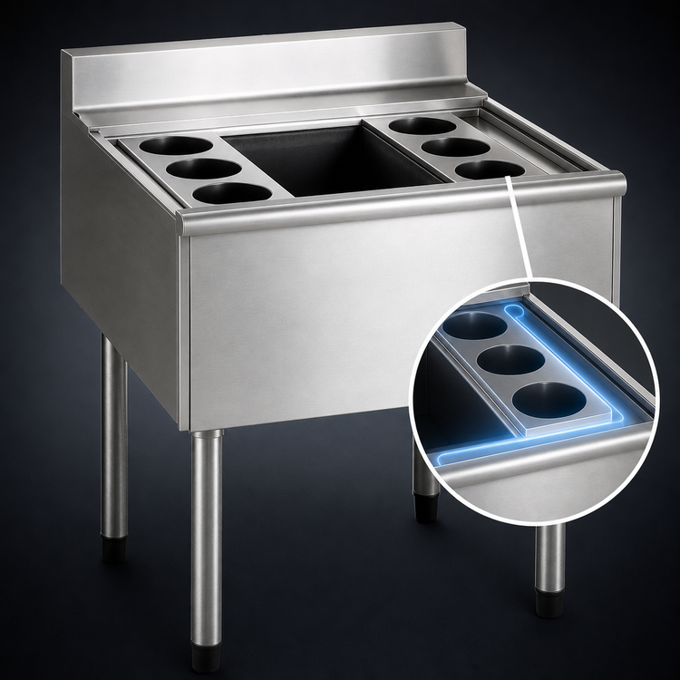 Product image #4 for Eagle Group 2200 Series 40" x 24" Underbar Cocktail Unit with 16" Insulated Ice Bin and 7-Circuit Cold Plate