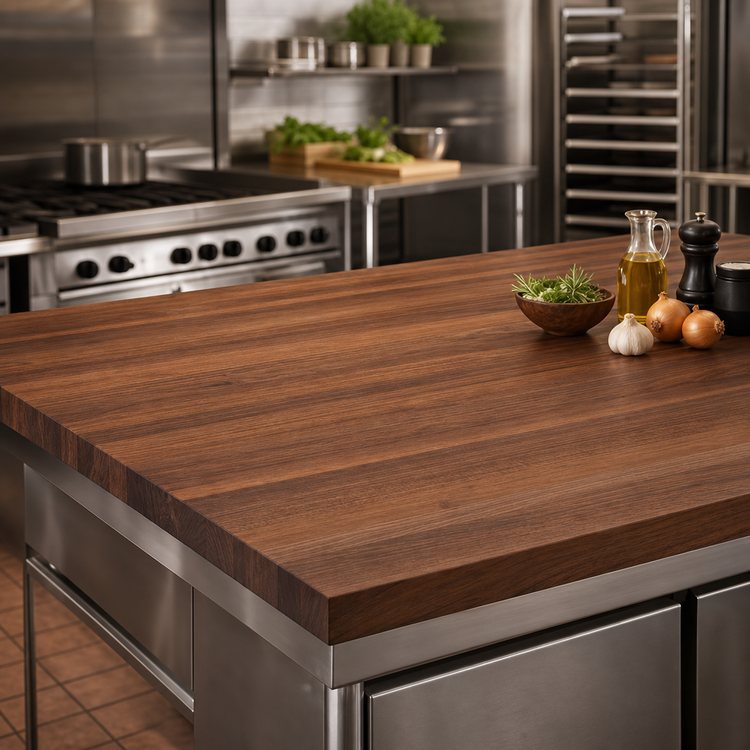 Product image #4 for John Boos Boos Block 72 Inch x 30 Inch x 3 Inch American Black Walnut Kitchen Countertop with Penetrating Oil Finish