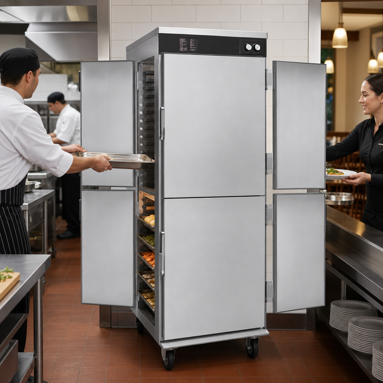 Product image #4 for Hatco Flav-R-Savor Tall Humidified Pass-Through Holding Cabinet with 4 Dutch Doors and 17-Pair Slides