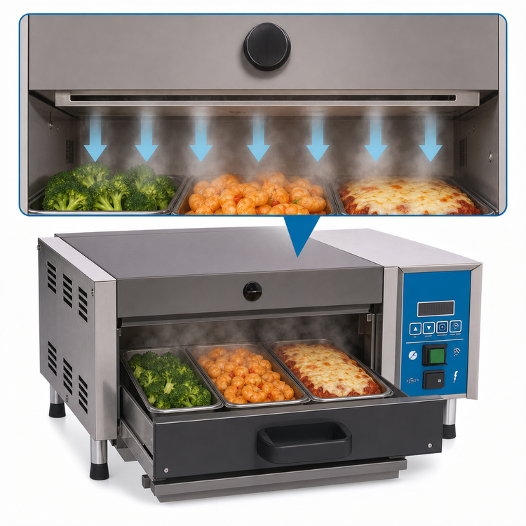 Product image #4 for Antunes Miracle Steamer MS-255 Drawer-Style Countertop Steamer with Direct Water Hook-Up, 208V