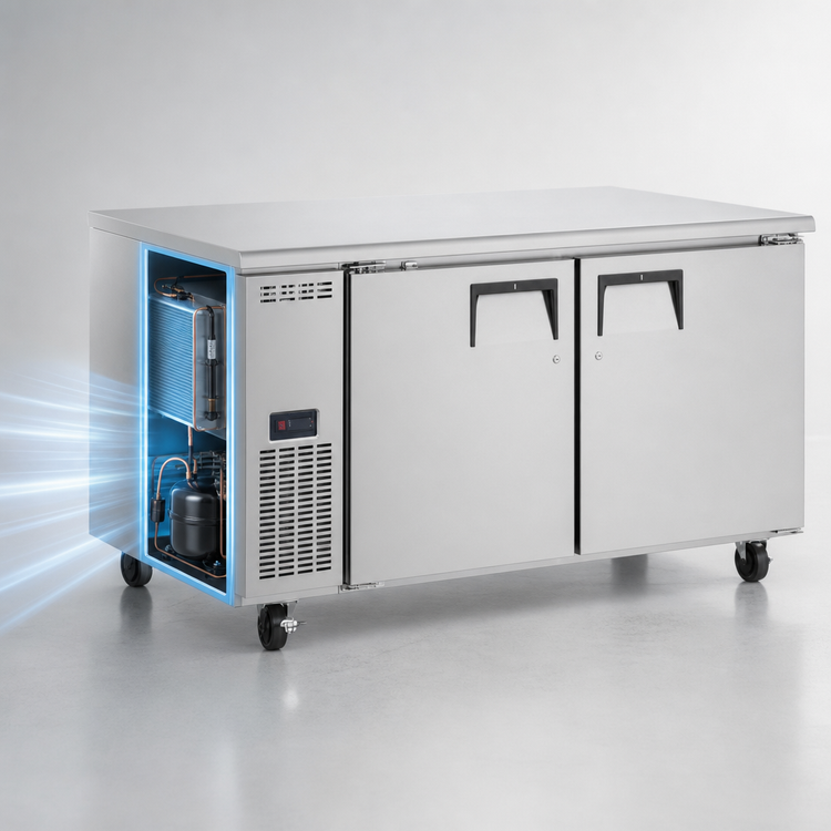 Product image #4 for Everest Refrigeration ETWF2 Two-Section Undercounter/Worktop Freezer, 18 Cu. Ft., Self-Contained Side-Mounted Refrigeration, 115V