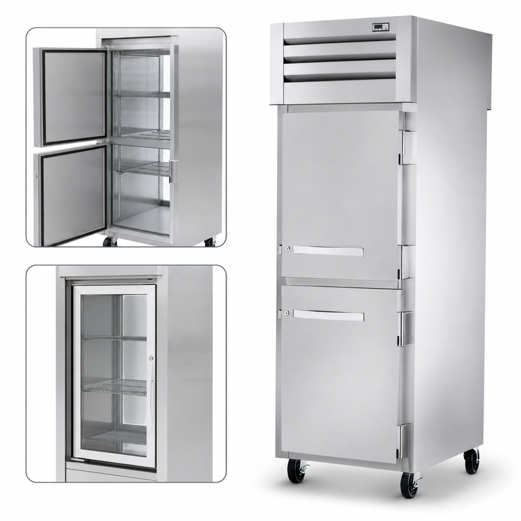 Product image #4 for True SPEC SERIES 1-Section Pass-Thru Reach-In Refrigerator with Solid Half Front Doors and Glass Rear Door, Stainless Steel