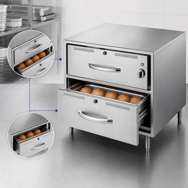 Product image #4 for Wells RW-2HD Heavy Duty Freestanding Two-Drawer Stainless Steel Warming Drawer Unit
