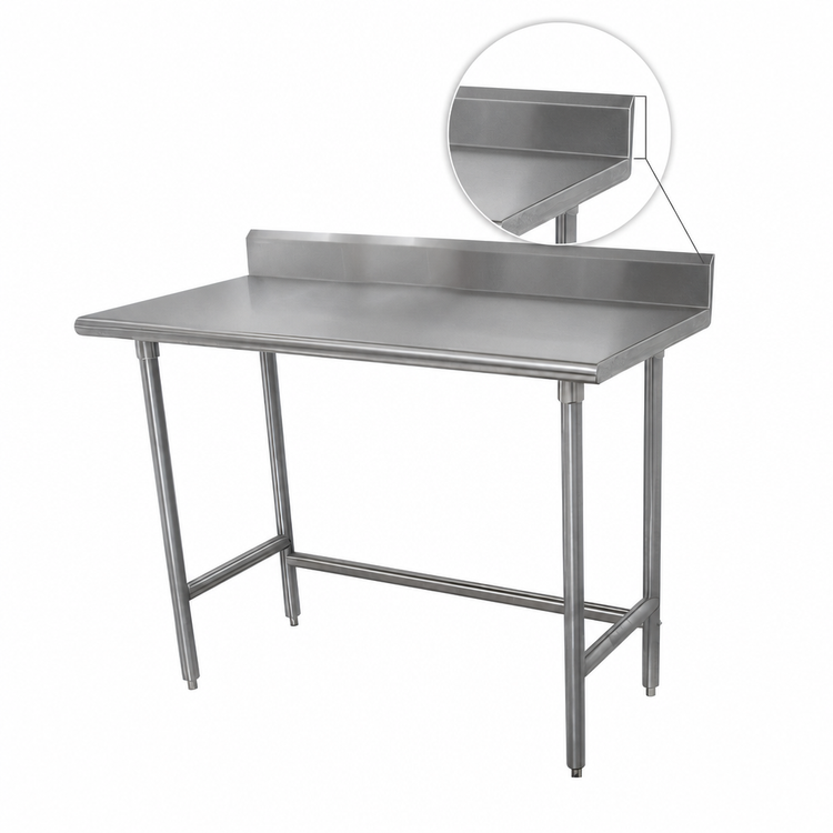 Product image #4 for Advance Tabco Special Value 84" x 30" 16 Gauge 304 Stainless Steel Open Base Work Table with 5" Backsplash