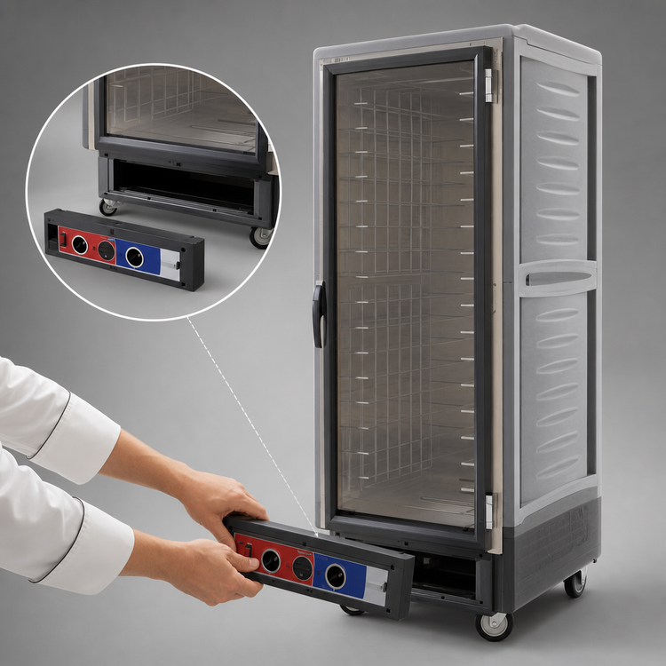 Product image #4 for Metro C5 3 Series Full-Height Mobile Heated Holding & Proofing Cabinet with Clear Polycarbonate Door, Gray Insulation Armour, and Lip Load Slides