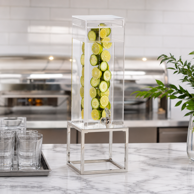 Product image #4 for Milo Square Open Frame Infusion Beverage Dispenser, 3-Gallon, Chrome Plate Finish
