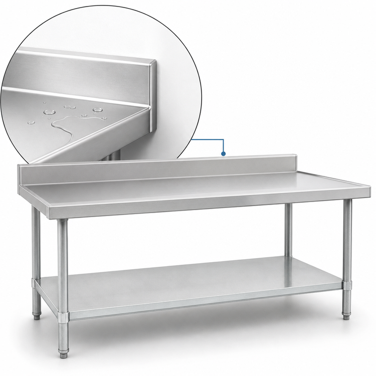 Product image #4 for Eagle Group Spec-Master Marine Series 84 Inch x 24 Inch Stainless Steel Work Table with 4-1/2 Inch Backsplash and Adjustable Galvanized Undershelf