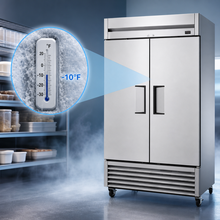 Product image #4 for True Two-Section Reach-In Freezer, -10°F, Stainless Steel, Self-Contained Bottom Mount