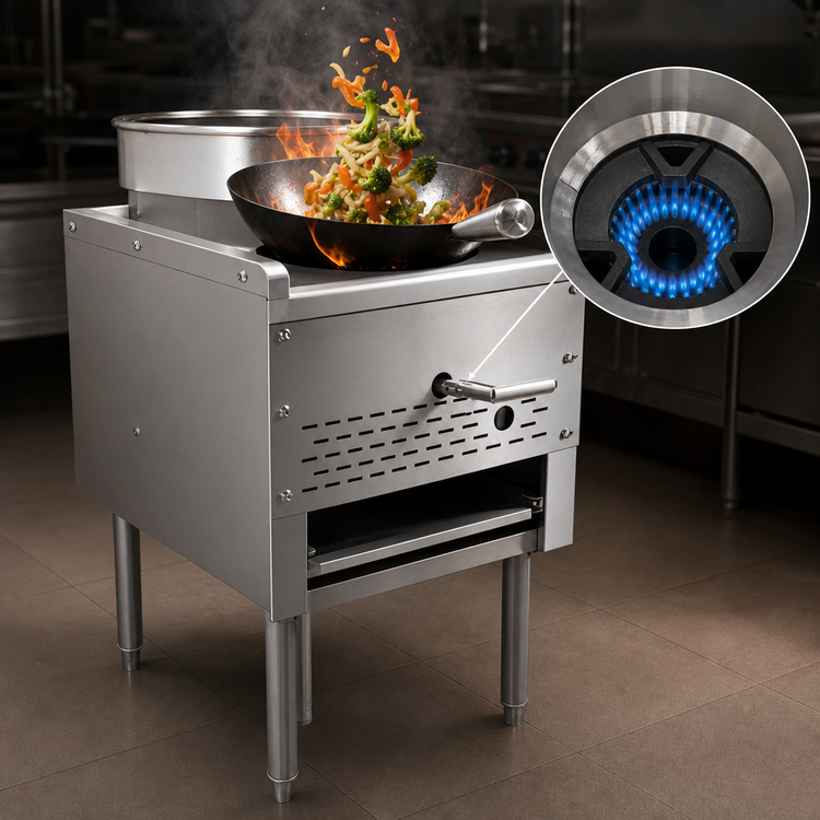 Product image #4 for Omcan USA 13-Inch Single Bowl Natural Gas Wok Range with 95,000 BTU Jet Burner