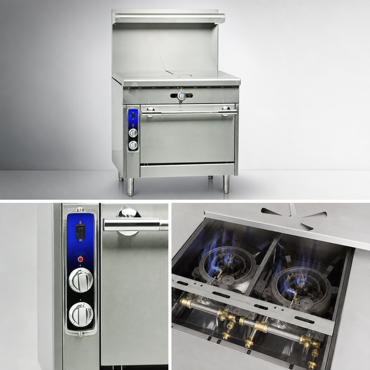 Product image #4 for Imperial Spec Series 36-Inch Heavy Duty Gas Range with Two 18-Inch French Tops and Convection Oven