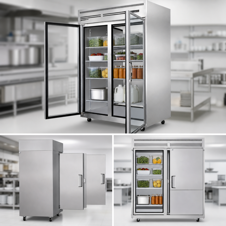 Product image #4 for Everest Refrigeration 49-5/8-Inch Wide Two-Section Pass-Thru Reach-In Refrigerator, 48 Cu. Ft., Stainless Steel, Glass Front/Solid Rear Doors