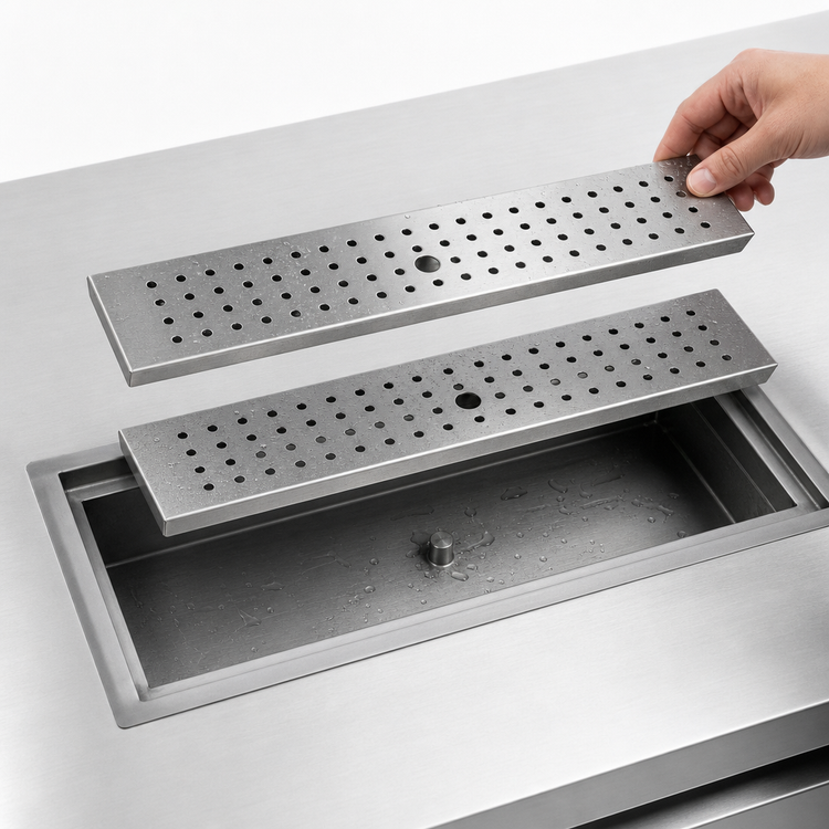 Product image #4 for Glastender 48-Inch x 18-Inch Drop-In Stainless Steel Drip Tray Trough