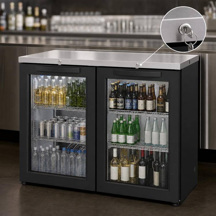 Product image #4 for True Premier Bar 36-Inch Pass-Thru One-Section Back Bar Cooler with 2 Locking Glass Doors and Stainless Steel Top