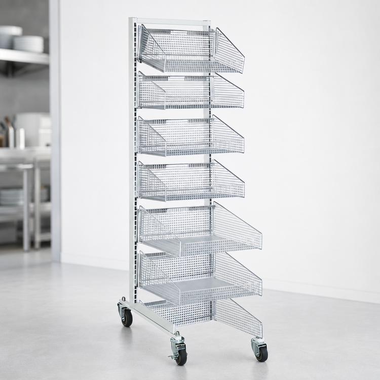 Product image #4 for Quantum Mobile Single-Sided Partition Wall Starter Unit with Baskets, 18 x 26 x 74 Inches, White and Chrome Finish