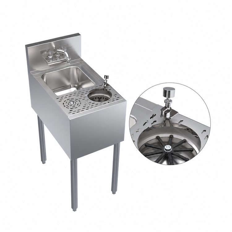 Product image #4 for Krowne Royal Series 14-Inch Underbar Speed Unit with Dump Sink, Speed Rinser, and Dipperwell