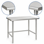 Thumbnail image #4 for Eagle Group Budget Series T2484STB 84"W x 24"D 430 Stainless Steel Flat Top Work Table with Open Tubular Base