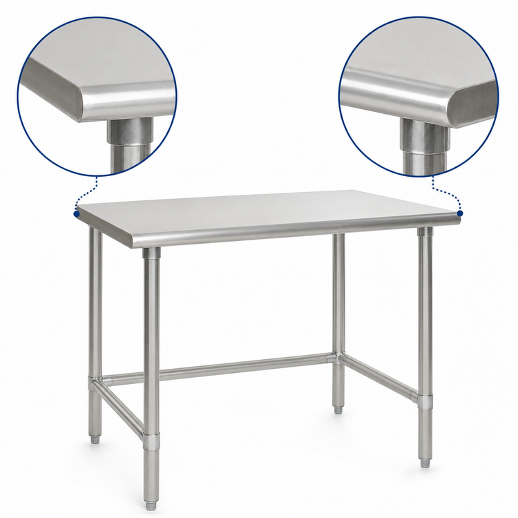 Product image #4 for Eagle Group Budget Series 84"W x 24"D 430 Stainless Steel Flat Top Work Table with Tubular Base